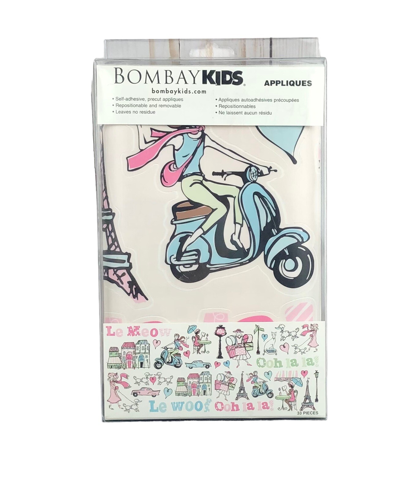 Bombay Kids Appliques Le Meow French Pink/Blue Wall Appliques 33 pieces NEW