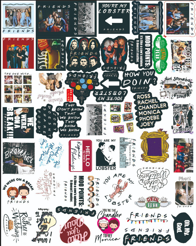 100Pcs Friends Cartoon Sticker for Adults Teens Girls Scrapbooking Water Bottles