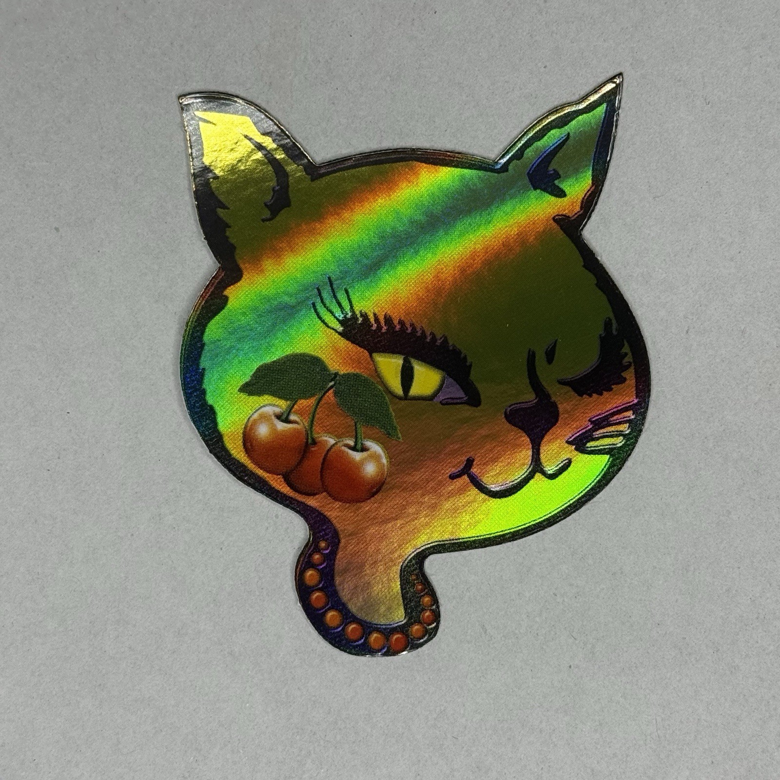Vintage Winking Cat Vending Stickers 2001 Prism Foil Y2K