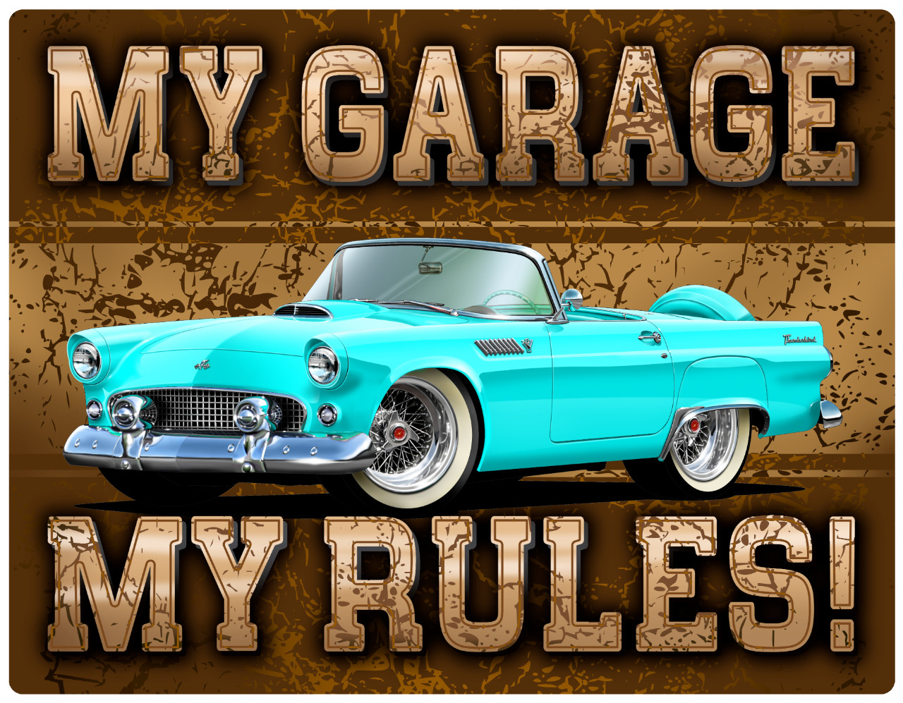 1955 Ford Thunderbird Convertible My Garage My Rules Wall Art Graphic Sticker