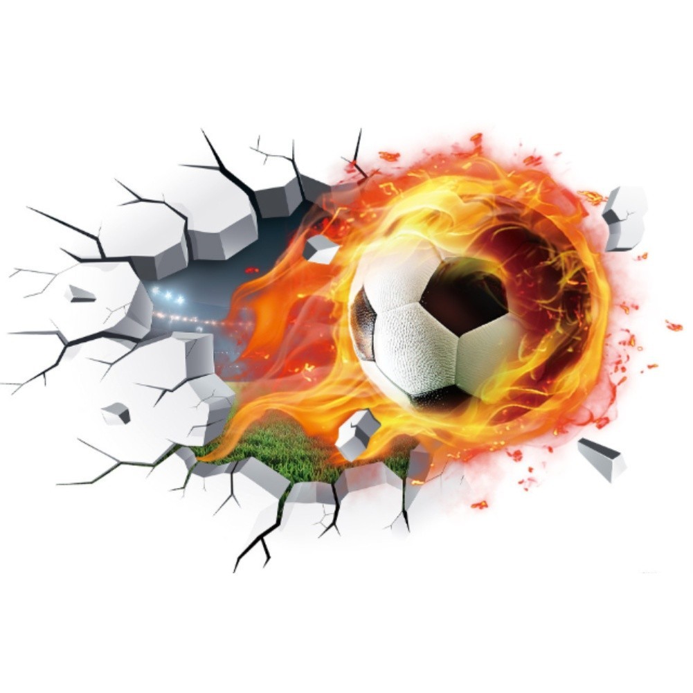 3D Soccer Football Wall Stickers PVC Decor for Living Room Bedroom Office Walls