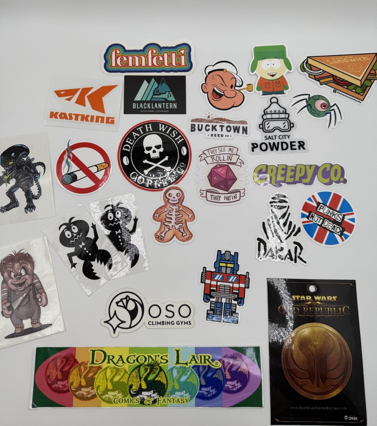 Dragons Lair & Other Random Stickers Decals For Tumblers Laptop Lot Of 24