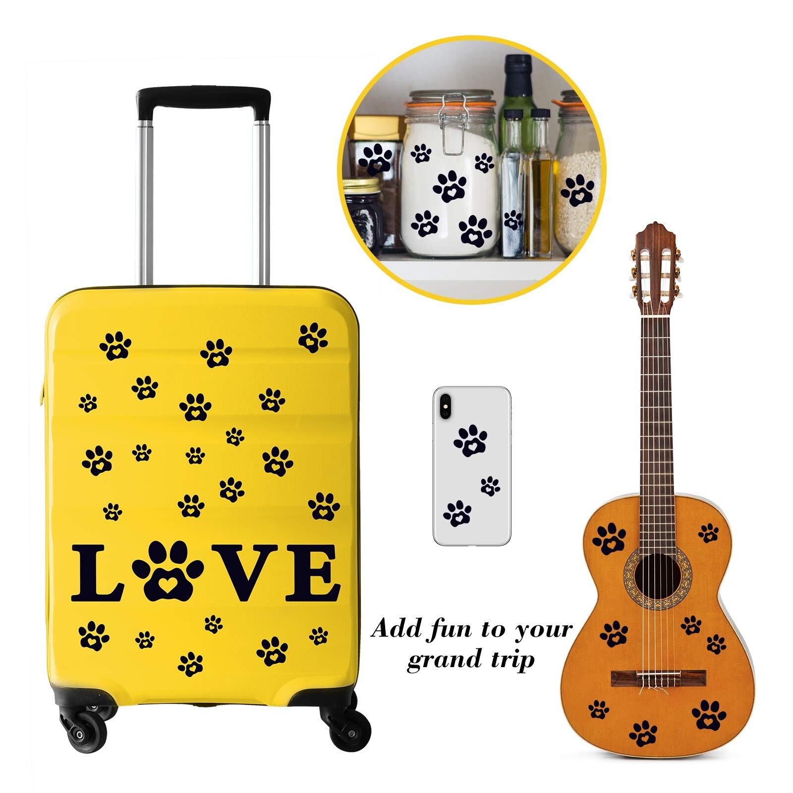 61 Pieces Paw Love Dog Wall Decor Decals Vinyl Paw Prints Sticker Wall Art De…