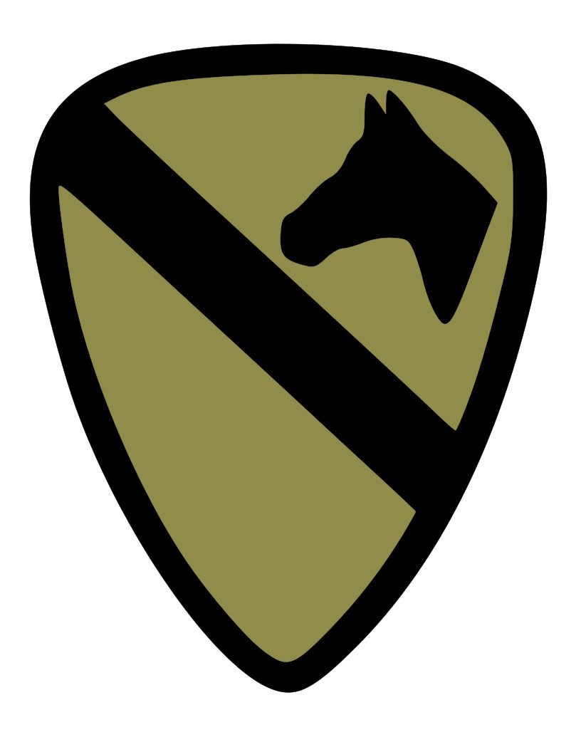 1st Cavalry Division Vinyl Window Decal/Sticker Black/Olive