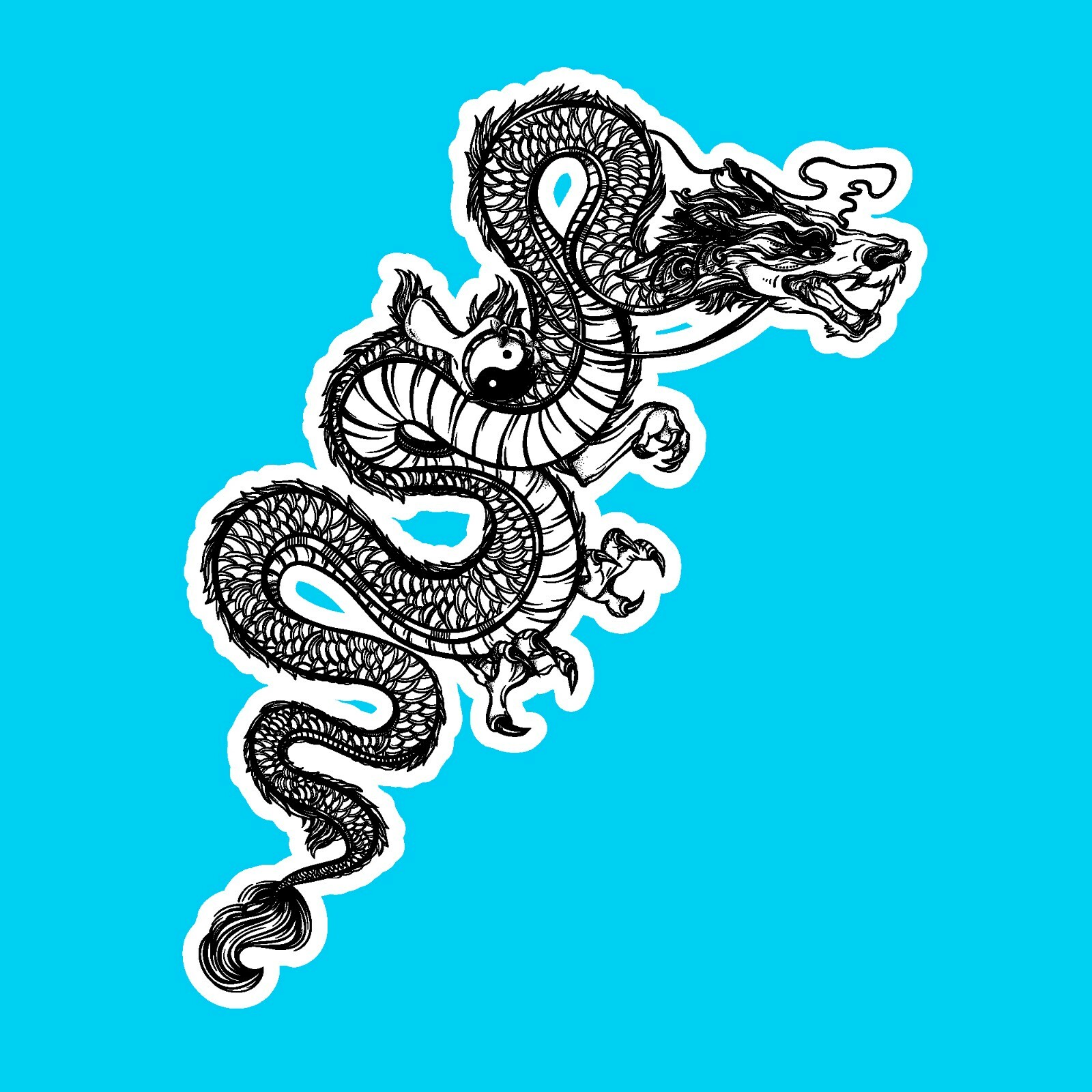 Pro Custom 'THE DRAGON' Guitar Decal Sticker Fits All Guitars 3 Colour Options