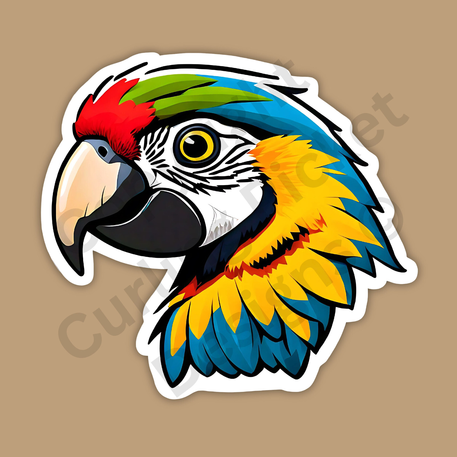 Macaw Head Exotic Parrot Bird Colorful Tropical 3" Vinyl Sticker