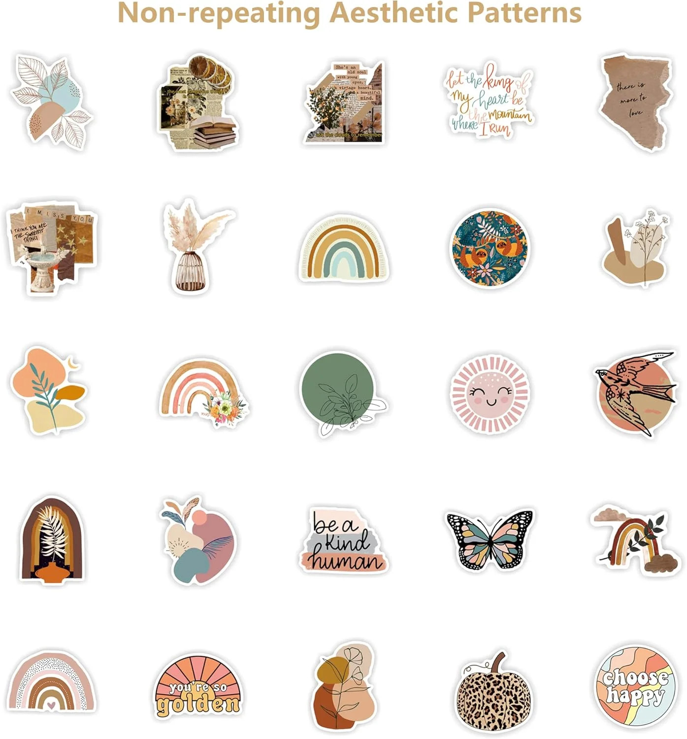 CAKOLINK Vintage Aesthetic Stickers 50 Pcs, Vinyl Waterproof Stickers for Water