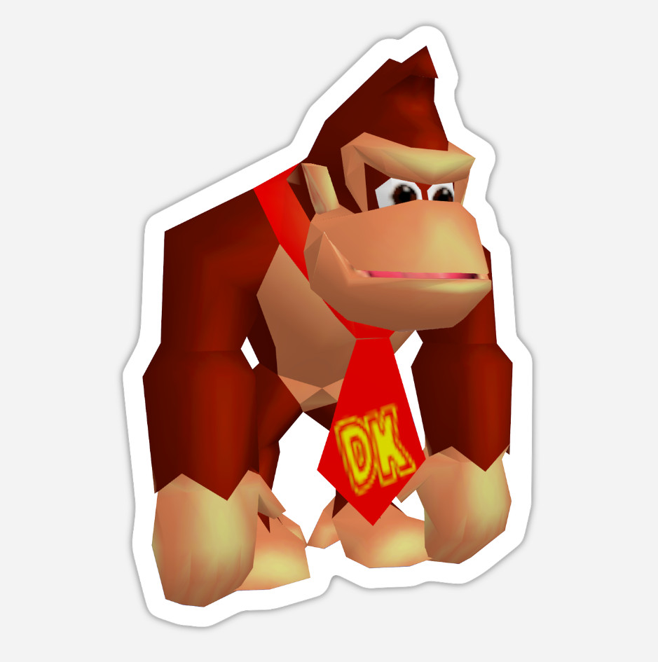 3" Donkey Kong Sticker Nintendo Diddy Kong Decal DK Super Mario Matte Finish