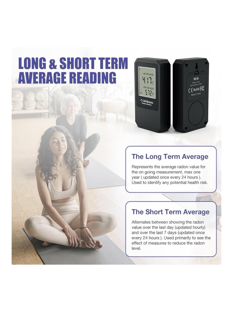 LifeBasis Indoor Air Quality Monitor for Home, Battery Powered Sensor Device