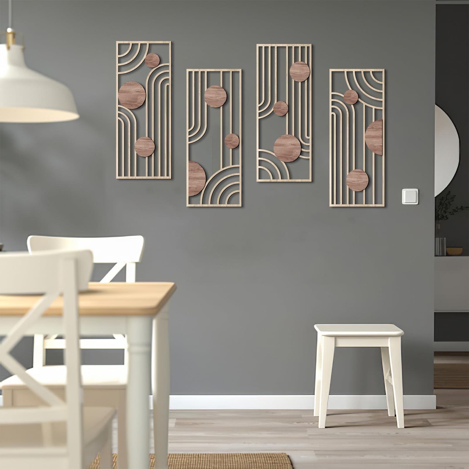 COLOR VALLEYART Set of 3 Modern Wood Wall Art Panels, Boho Geometric Design, …