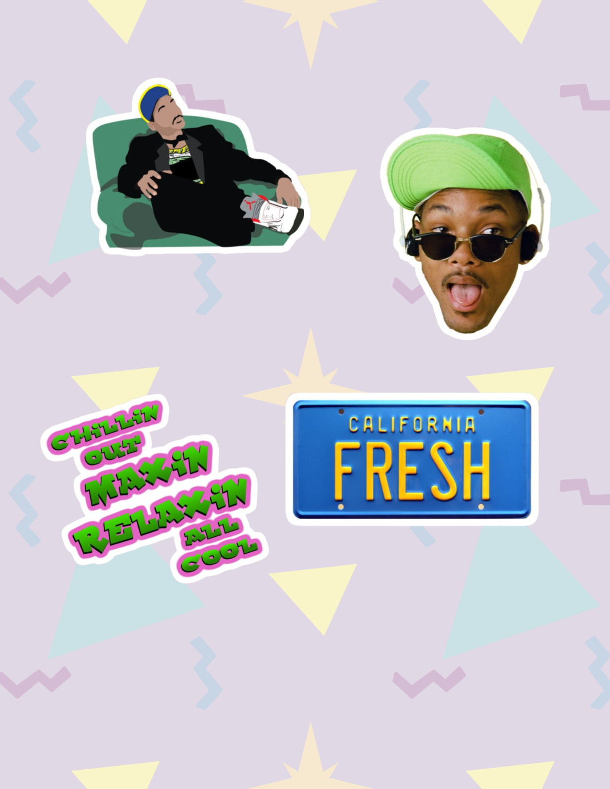Fresh Prince Of Bel Air Retro TV 4pc Sticker Pack