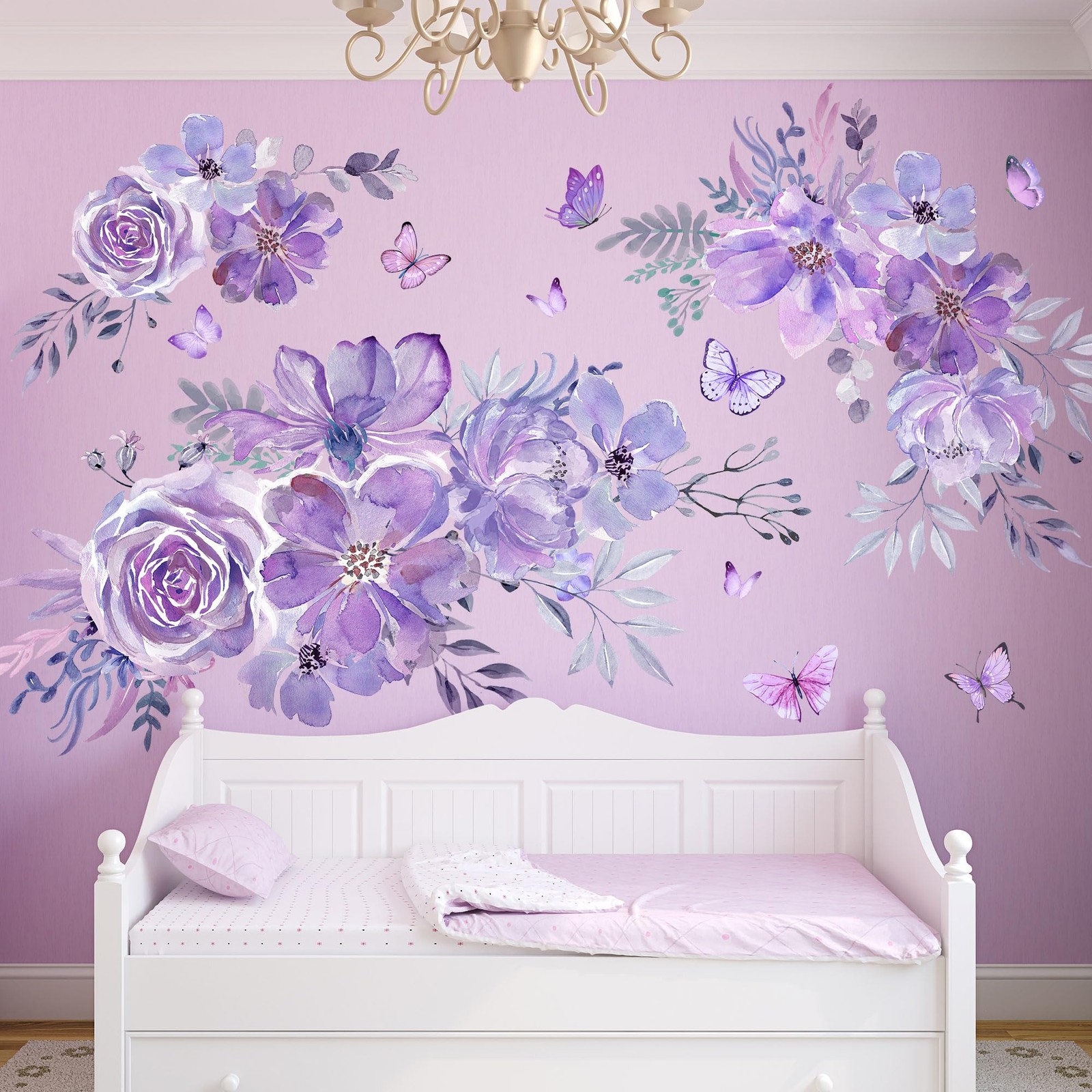 Amaonm 8 sheets of 12×24 inch Large 3D Colorful Flower Wall Decal Purple Red …