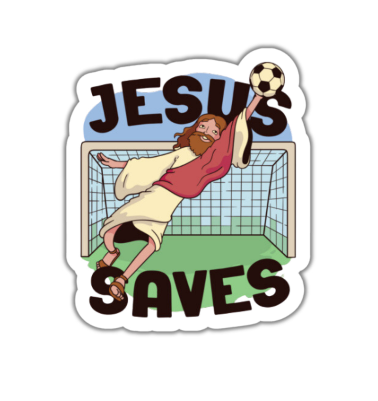 Jesus Saves Soccer Goalie Die Cut Glossy Fridge Magnet