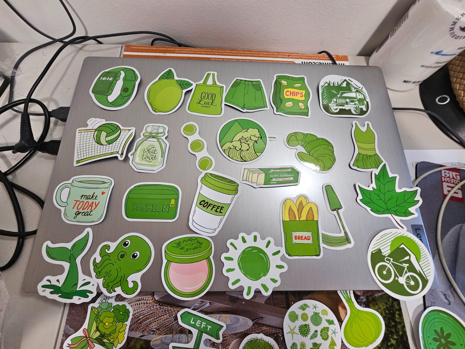 50pcs Aesthetic Green Stickers Vinyl Waterproof Decals for Laptop Water Bottle
