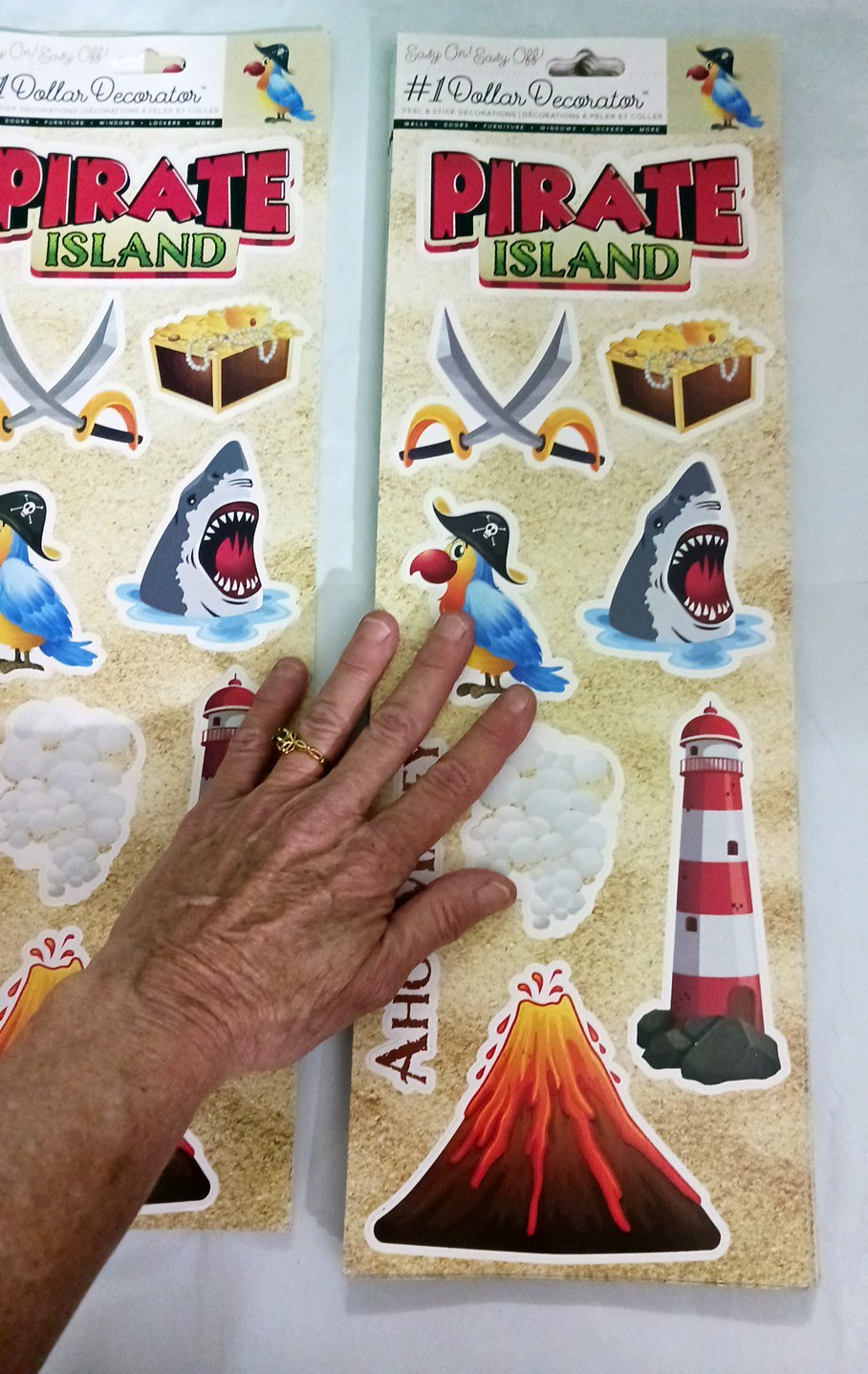 Large Sticker Wall Decals Pirate Island. Treasure chest, lighthouse boat. 5 sets