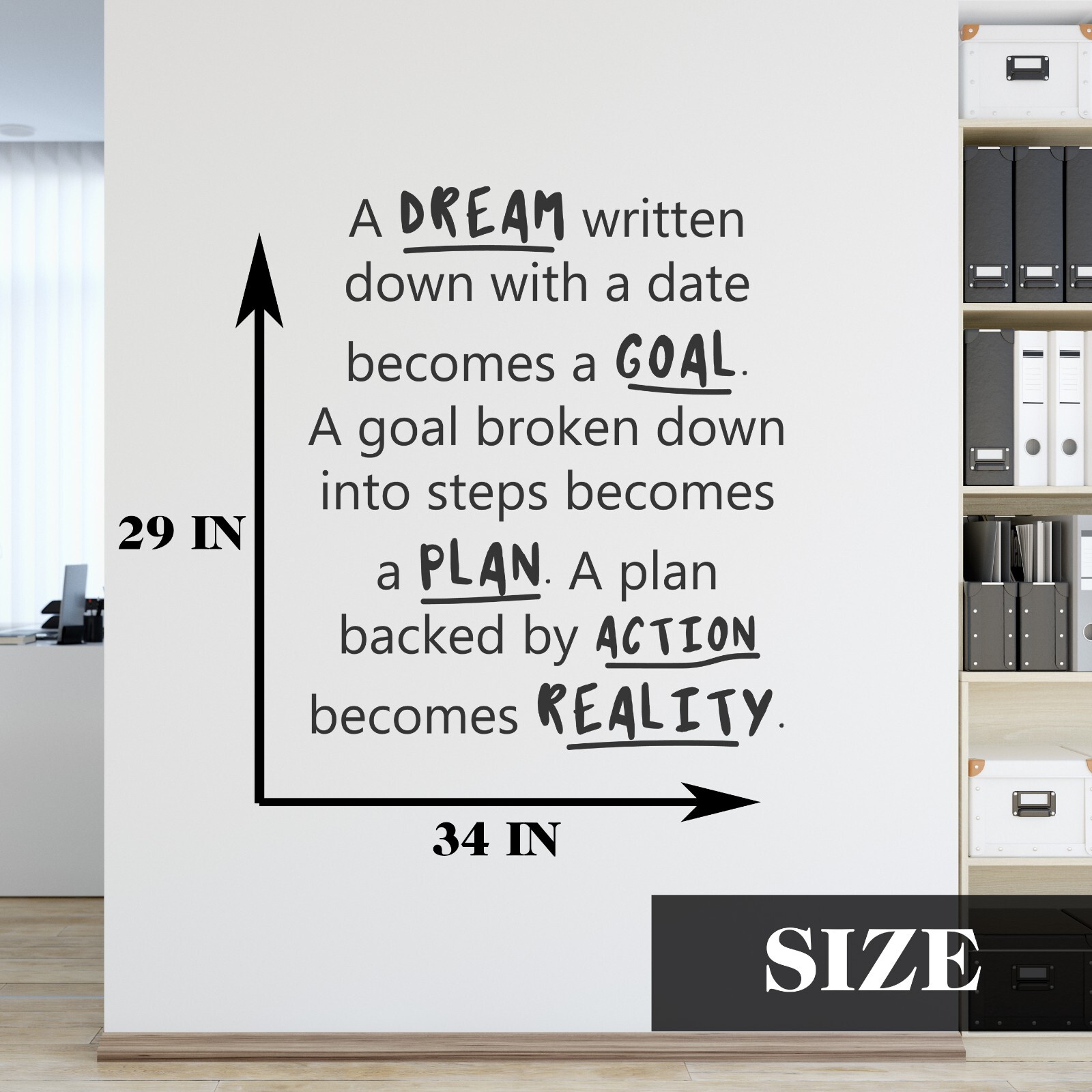 A Dream Written Motivational Inspirational Office Wall Decal Sticker Vinyl Quote