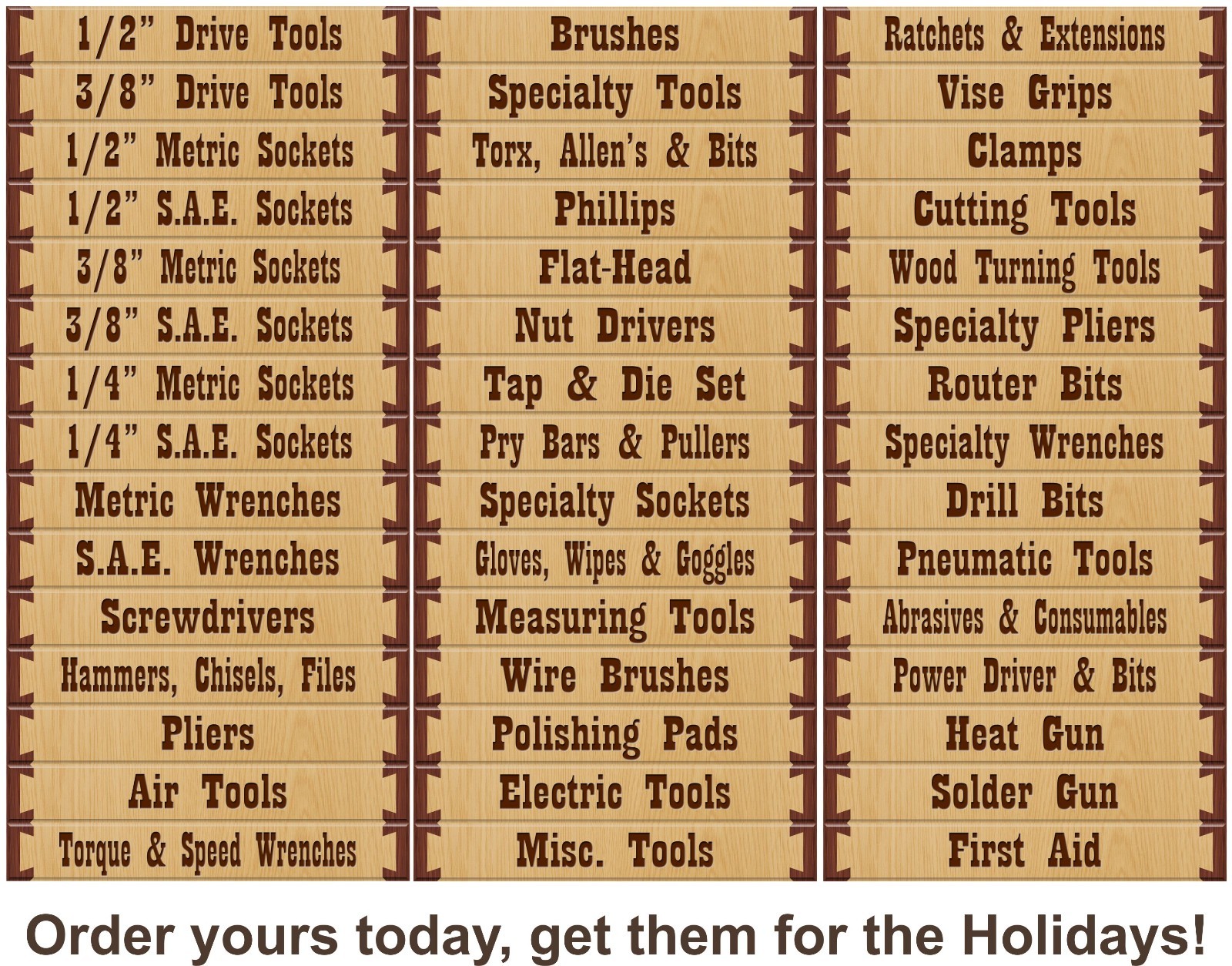 Organizer Labels for Wood Tool Drawers & Cabinets – Master Woodworker 10 PC Set