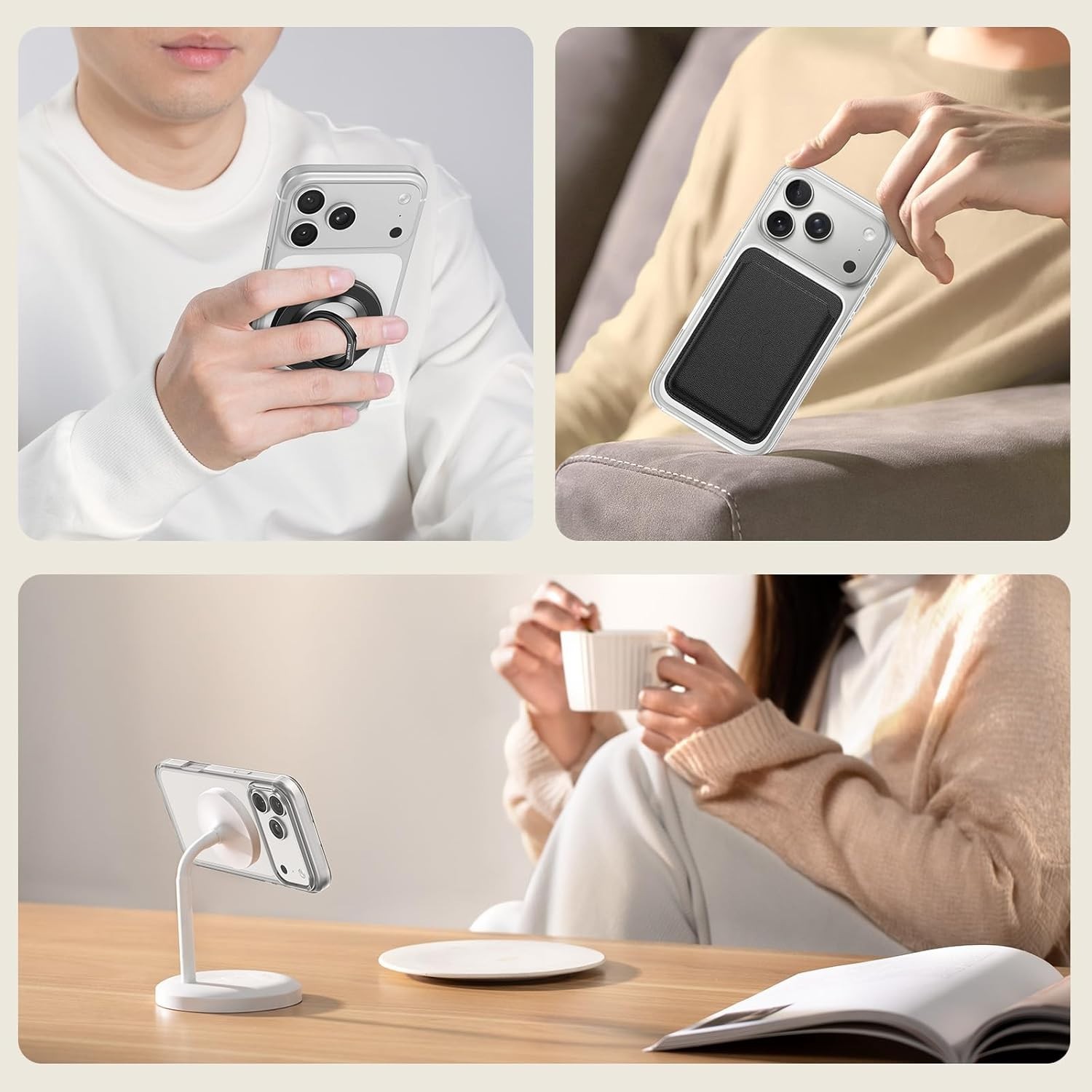 3 Pack MagSafe Magnetic Rings for Seamless Wireless Charging – Black & White