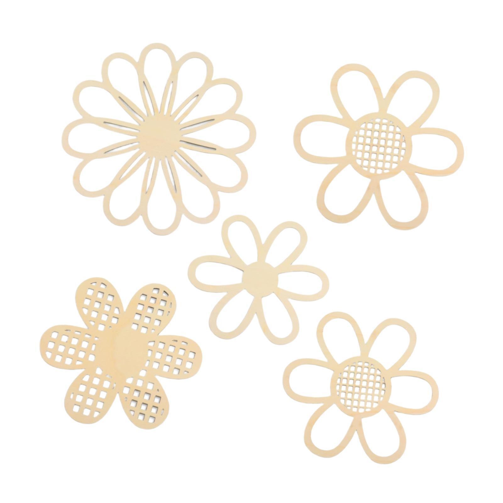 5 Pieces Wooden Flower Nursery Decor Flower Wall Decals Hanging Plaque Boho