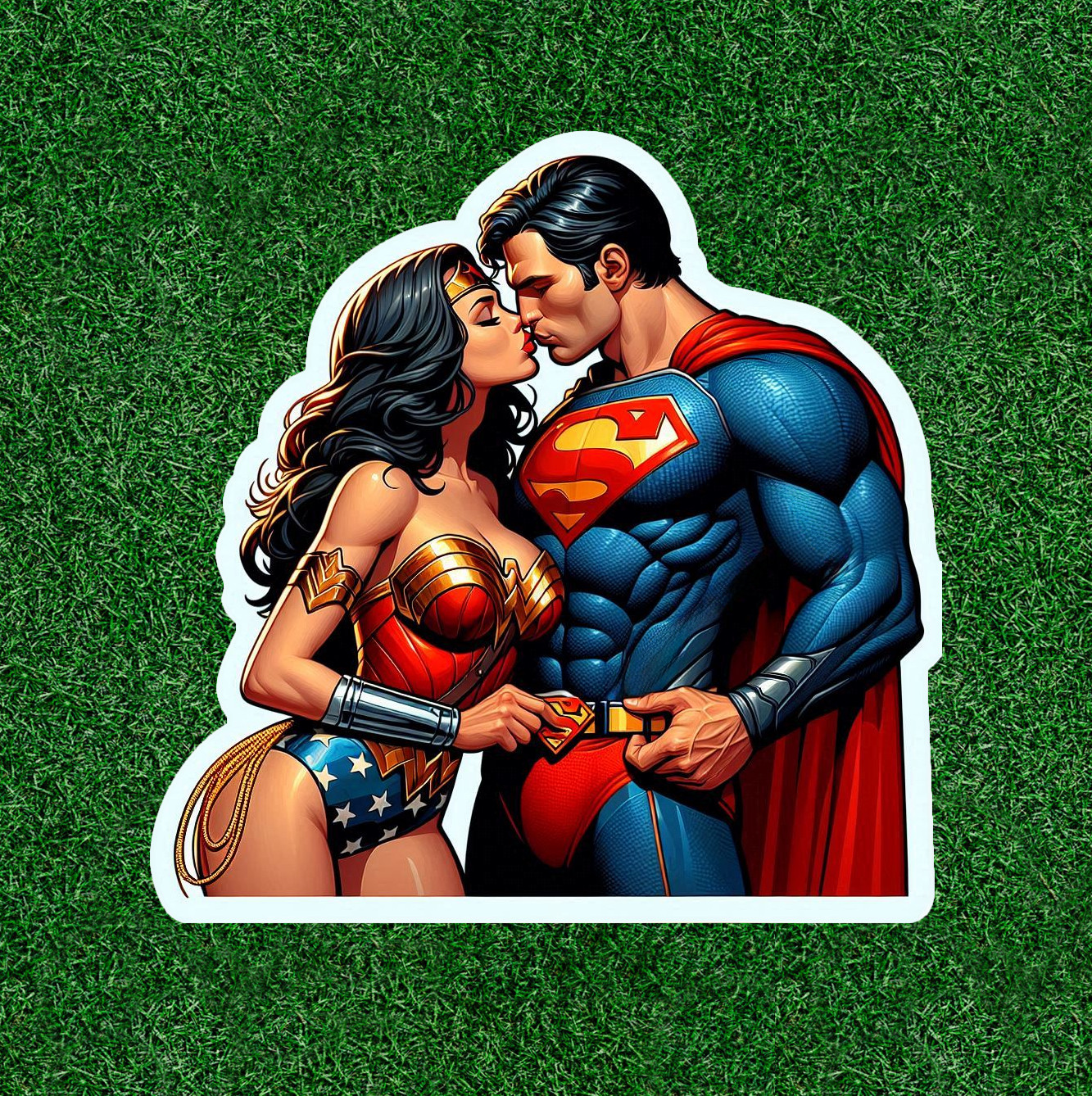Wonder Woman kissing Superman 100% waterproof vinyl sticker decal- Several sizes