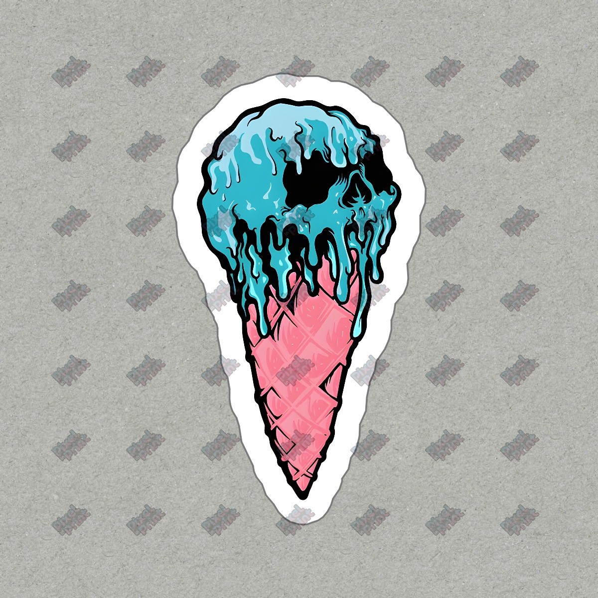 Cool Skull Ice Cream Vinyl Sticker Unique Decal for Laptops, Water #522942