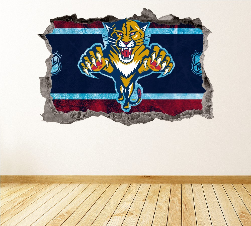 Florida Panthers Wall Art Decal Logo 3D Smashed Hockey Decor Sticker WL25