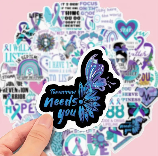 50-pc Suicide Awareness Mental Health Stickers New