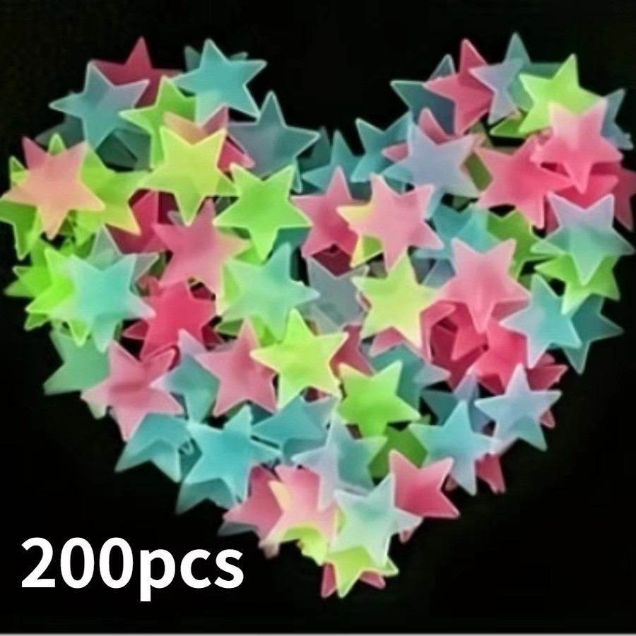 200pcs Glow In The Dark Stars Luminous Wall & Ceiling Star Stickers Home Decor