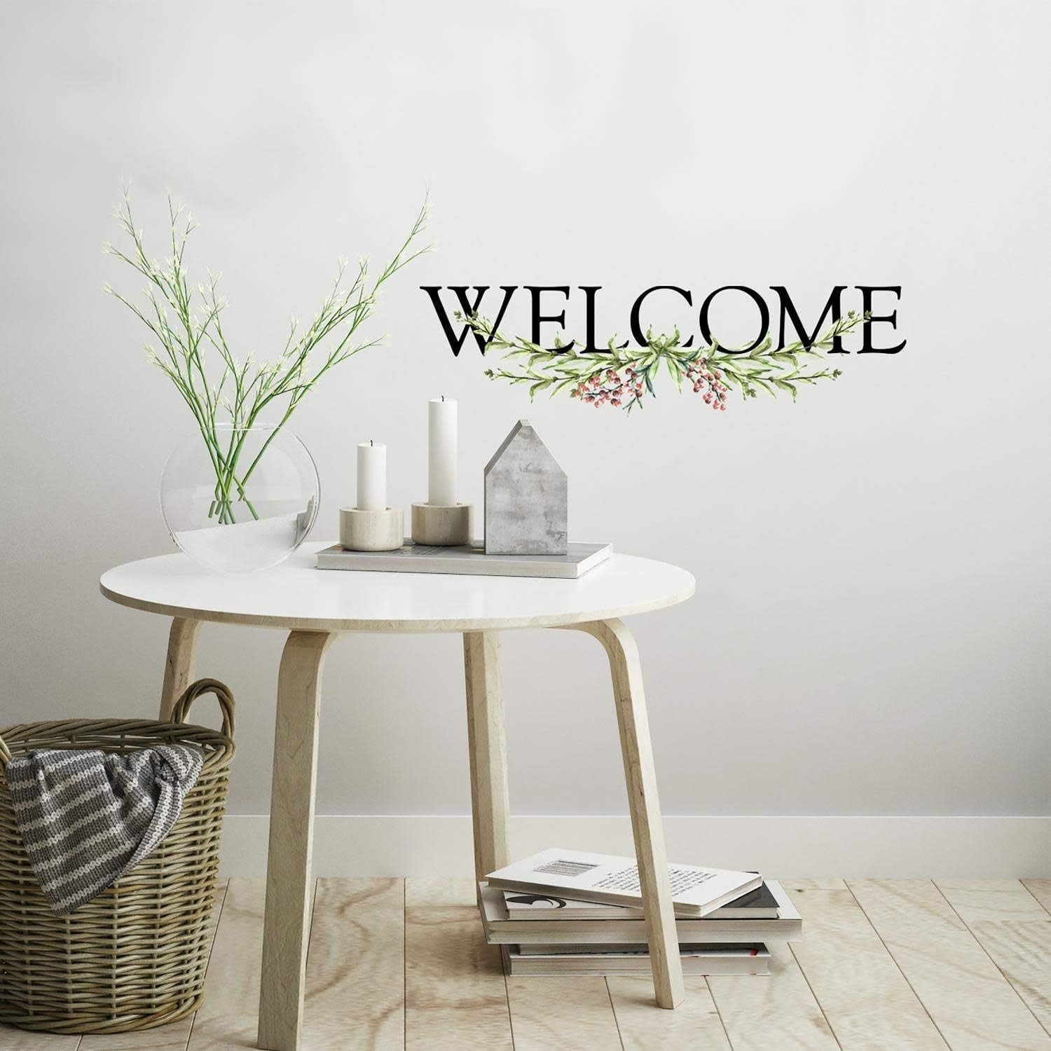 Welcome Wall Decal – Botanical Floral Peel and Stick Sign