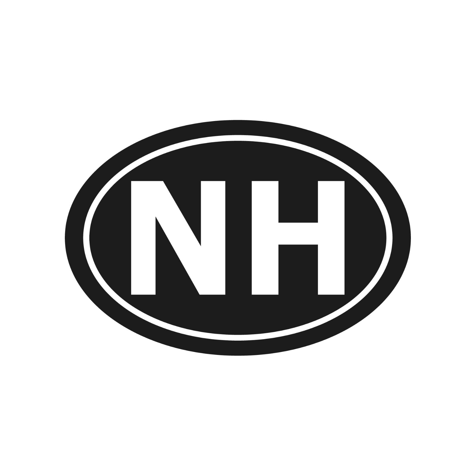 New Hampshire NH Initials Vinyl Decal Window Oval NH Laptop Sticker
