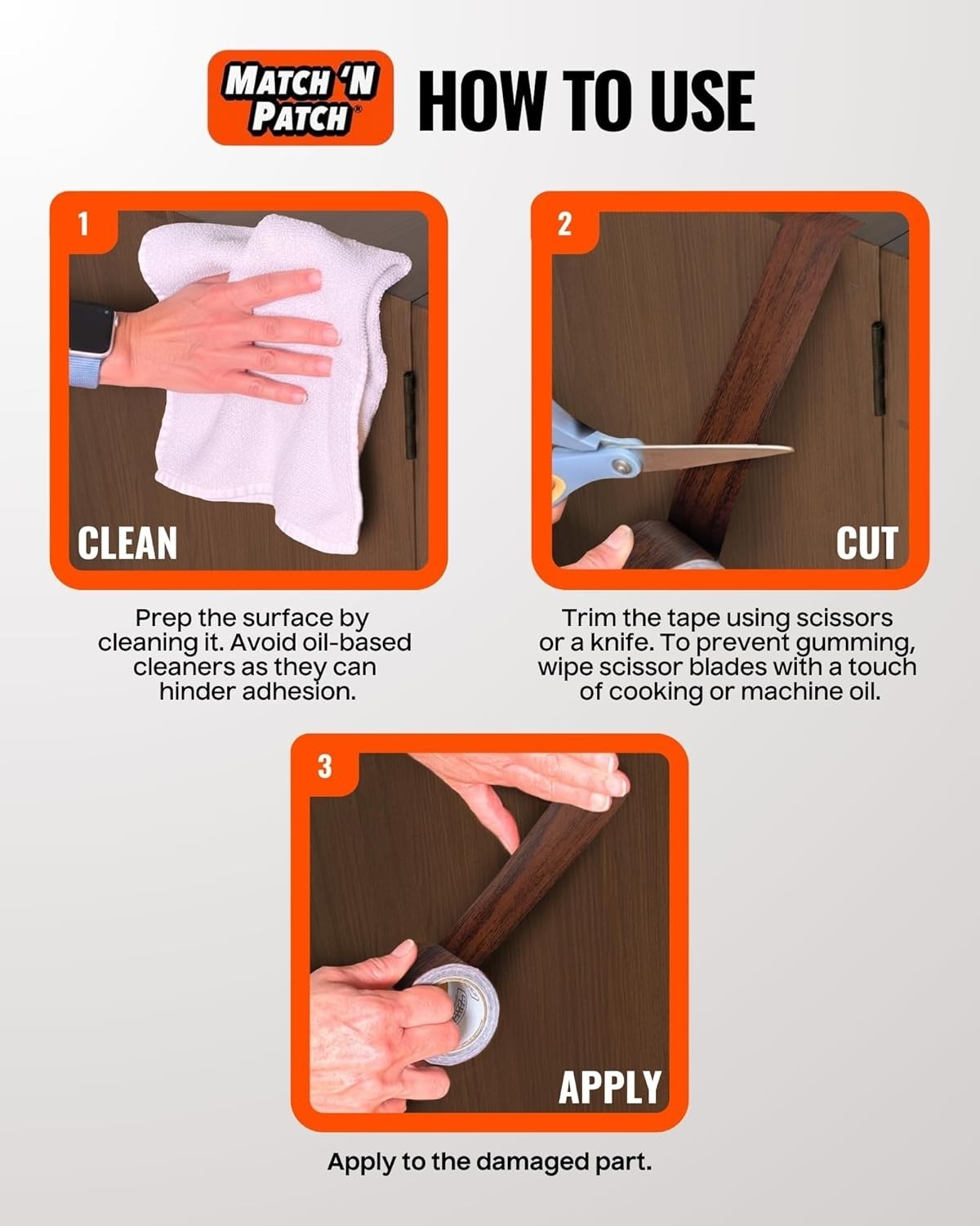 2.25" x 15 ft Wood Grain Repair Tape in Dark Walnut – Perfect for Quick Repairs