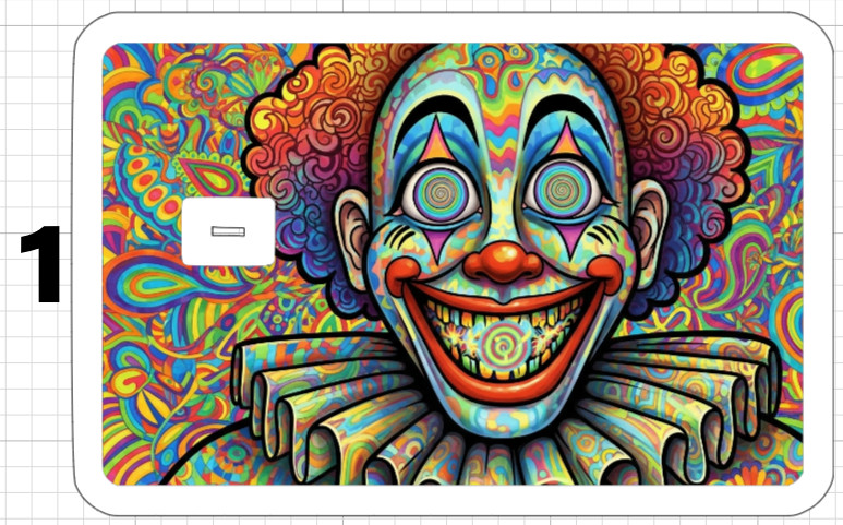 Acid Trip Happy Clown Credit Debit ATM Card Skin Sticker Trippy Gift Retro