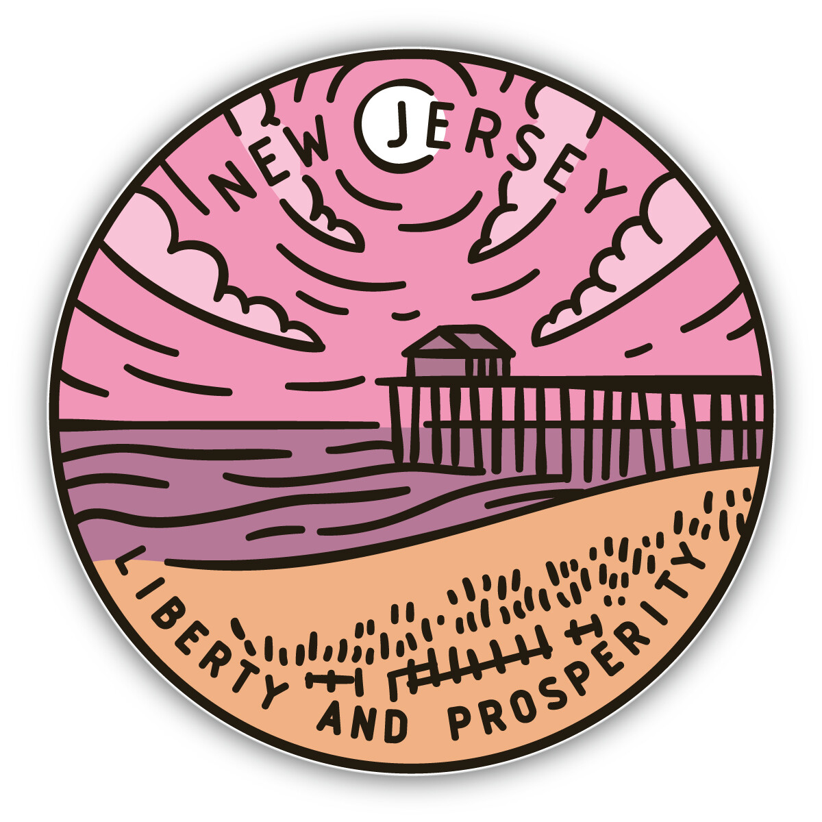 New Jersey USA State Retro Vintage Vinyl Sticker Decal