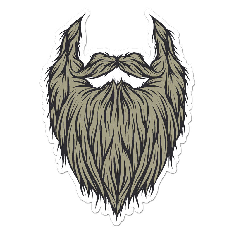 Beard Mustache, Vinyl Decal Sticker, Indoor Outdoor, 3 Sizes, #11462