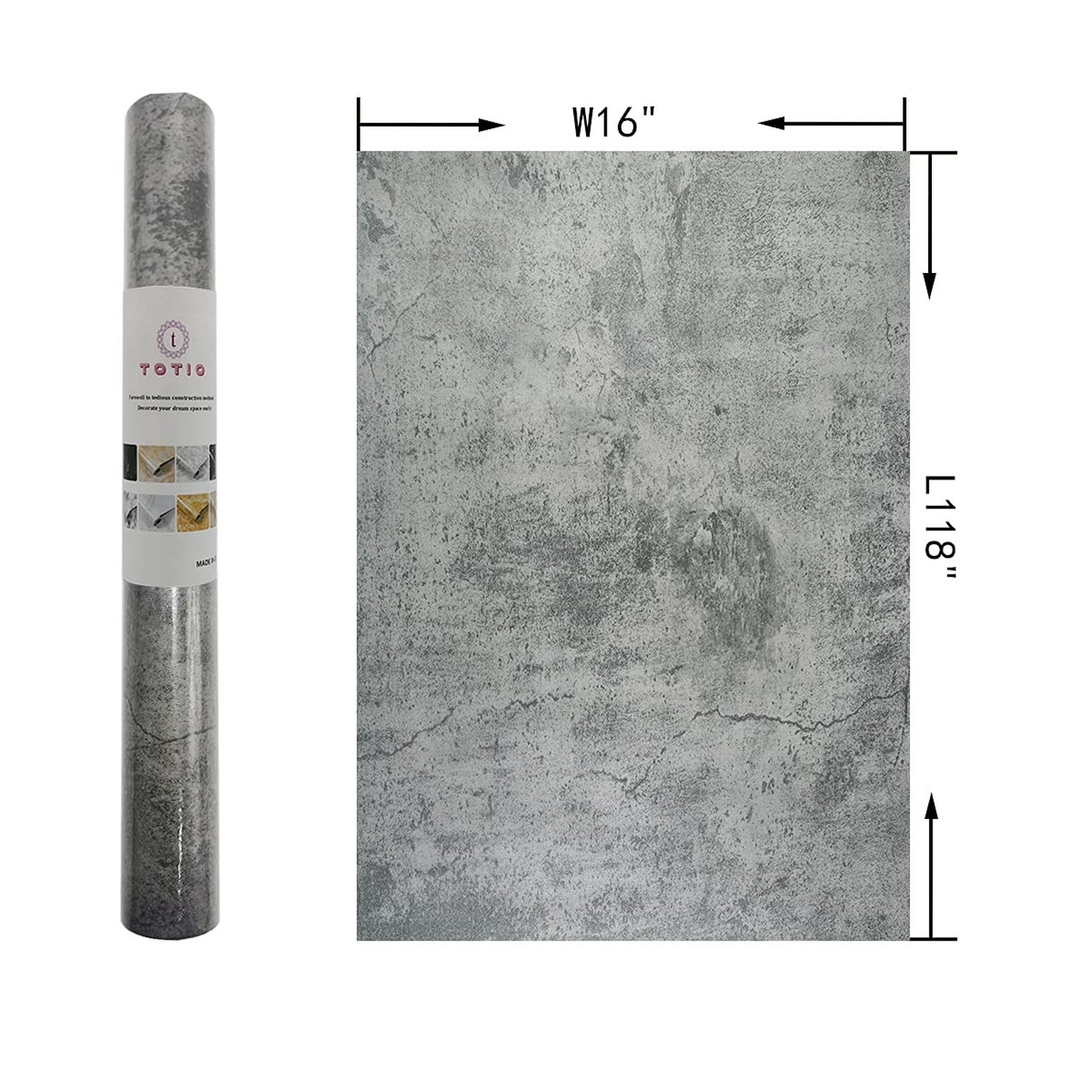 Gray Concrete Contact Paper Matte Thick Textured Grey Cement Wallpaper Peel S…