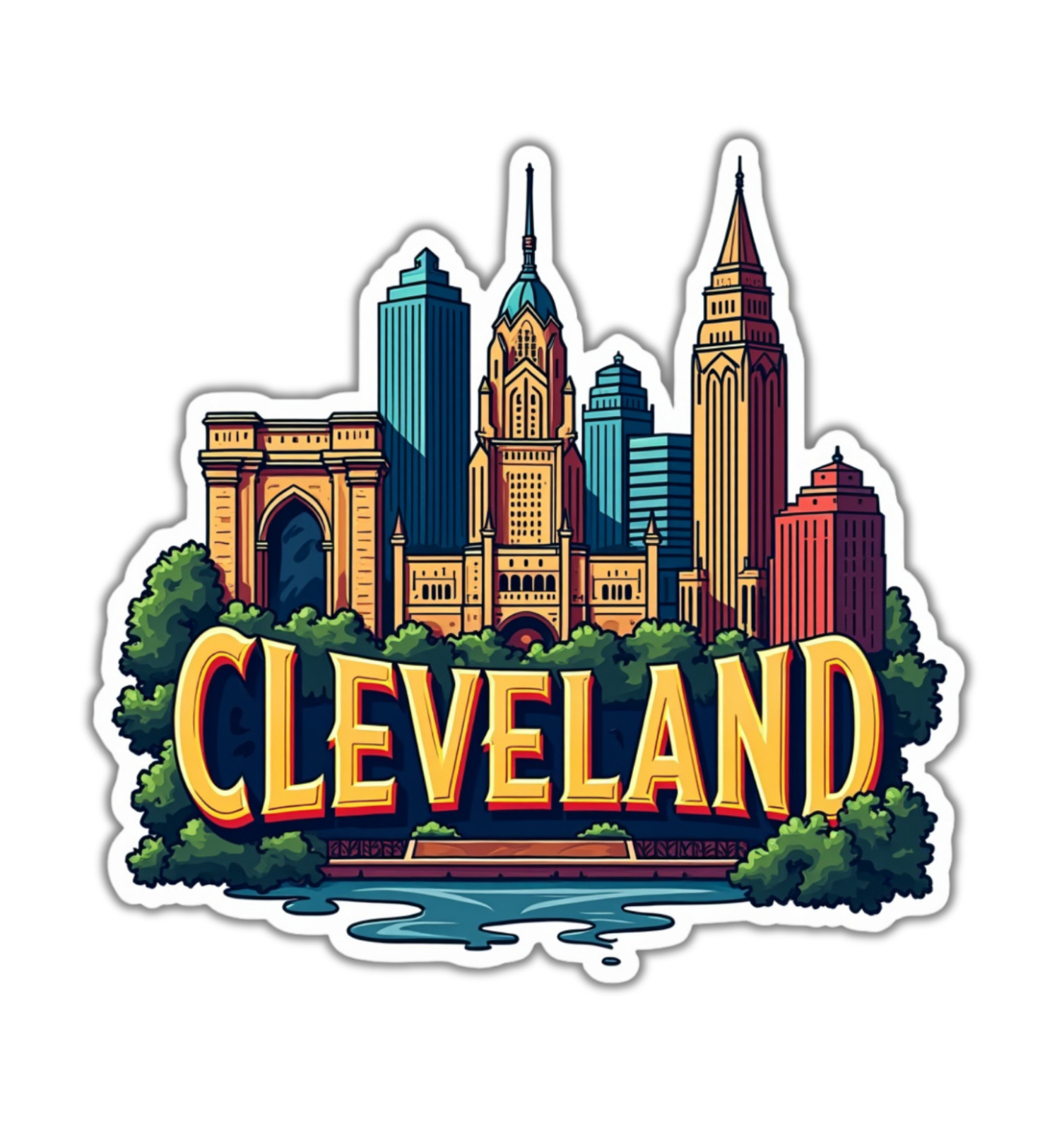 Cleveland Ohio Fridge Magnet or Laptop Sticker