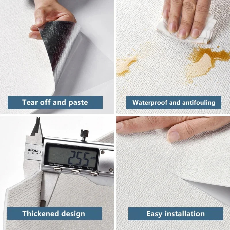 3D Anti-Collision Soft Wall Sticker Sponge Self-Adhesive Wallpaper Wall Sticker