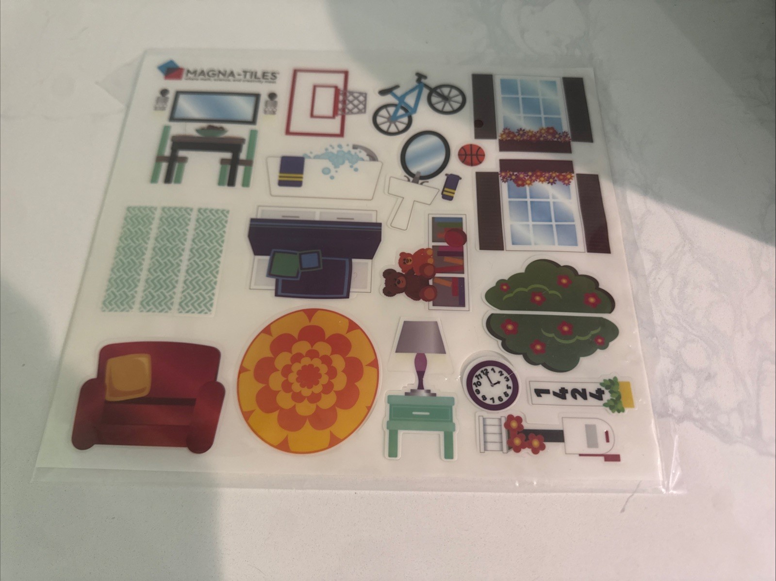 Magna-Tiles Reusable Sticker Decal Home Basketball Bike Furniture Set