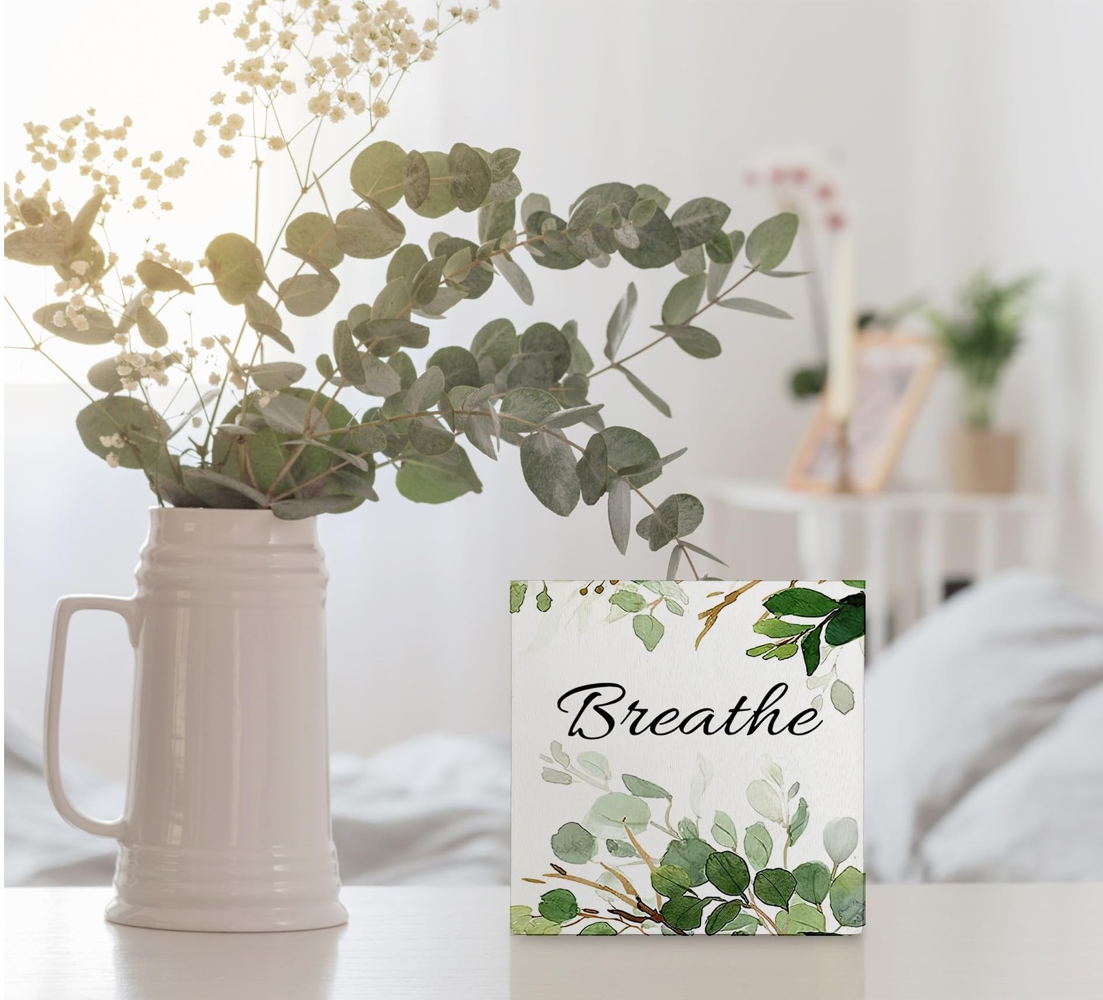 kunlisa breathe Bathroom Wall Decor for Shelves, Botanical Eucalyptus Leaves …