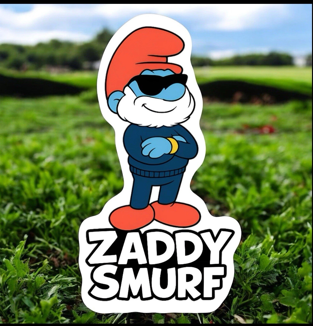 The Smurfs Sticker Papa Smurf Zaddy Car Decal 1980s Cartoon Parody