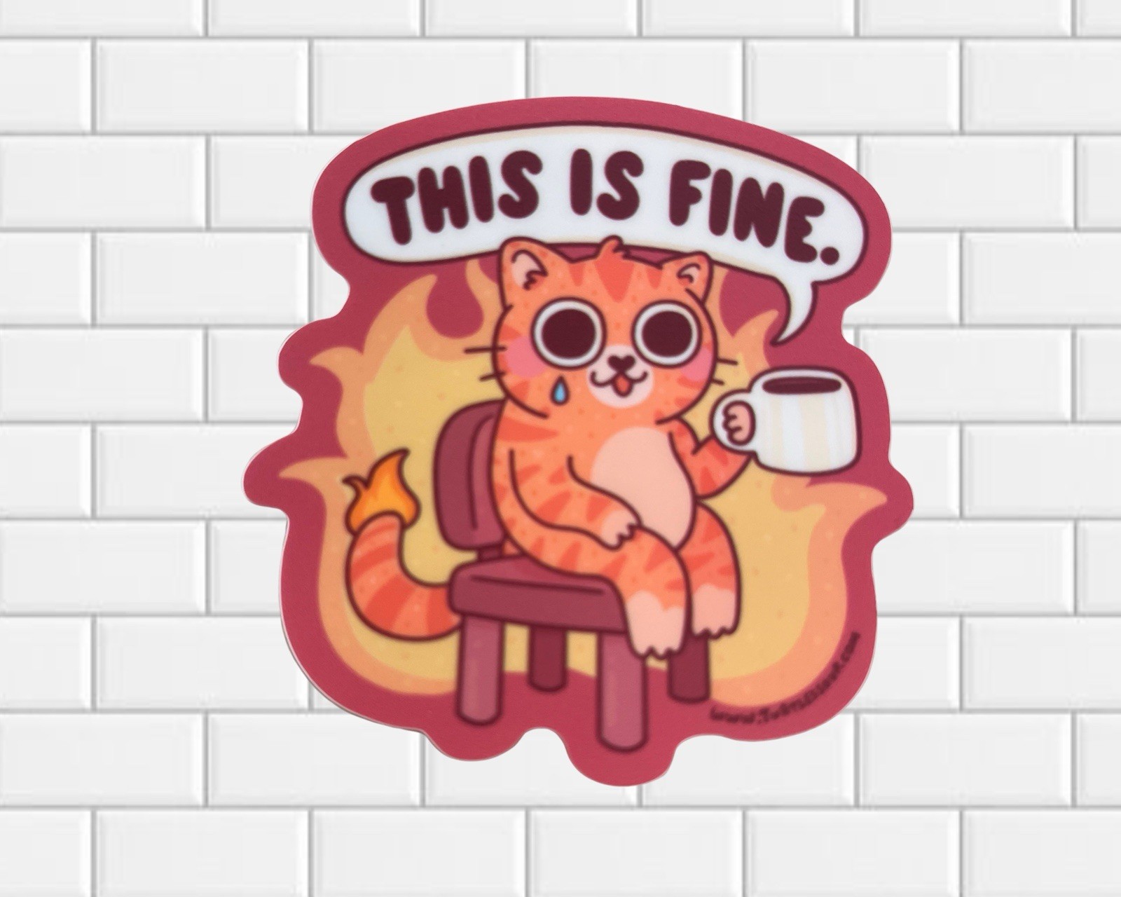 “This Is Fine” 5” Joke Sticker, Adult Humor, Funny