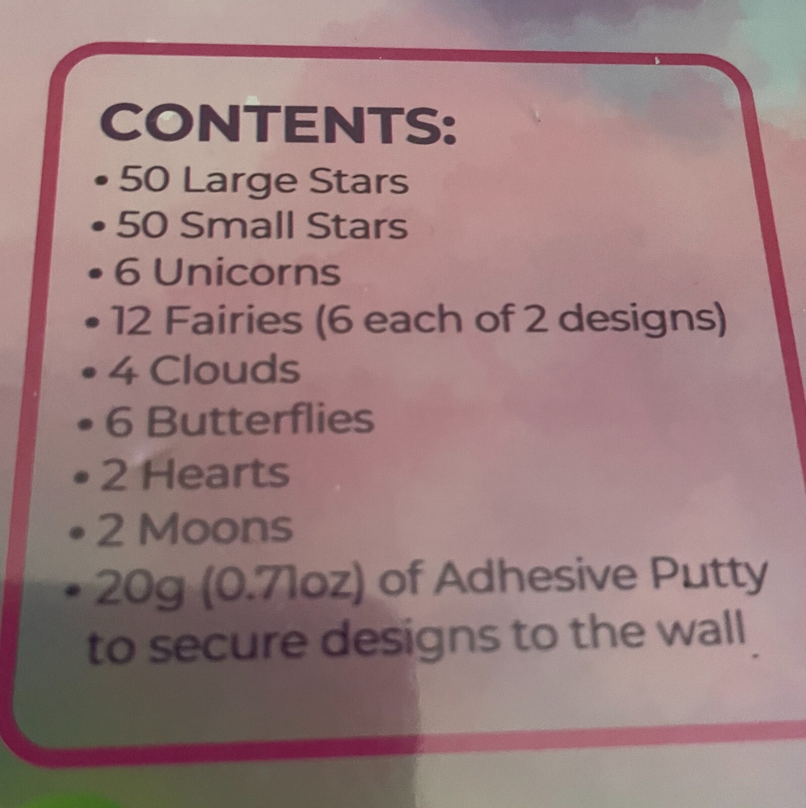 Fairy Unicorn Butterfly Stars Glow in the Dark Luminous Wall Decal Stickers Kit