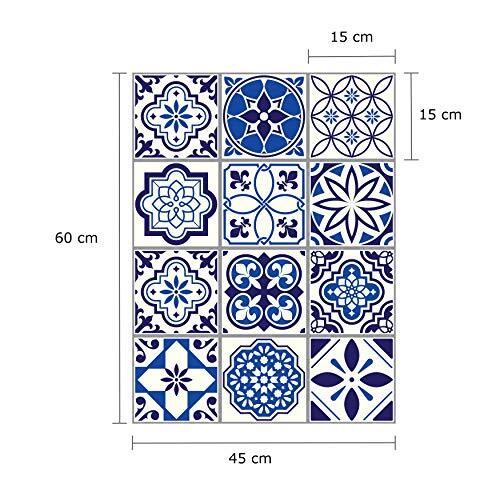 24pcs 6" Peel and Stick Vinyl Backsplash Tiles One Size Spanish & Moroccan Blue
