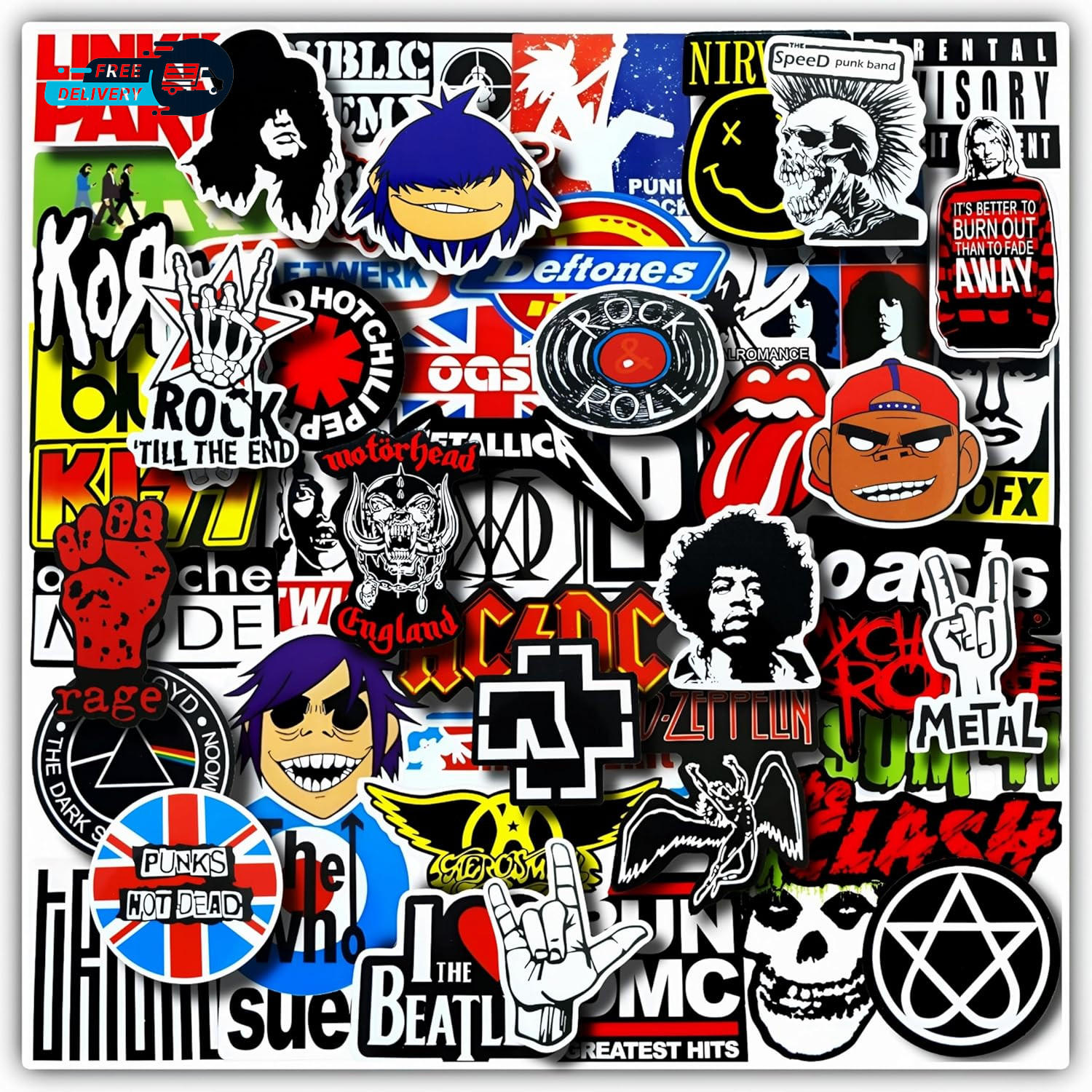 100 Pcs Rock Band Music Stickers Durable and Waterproof Vinyl Stickers
