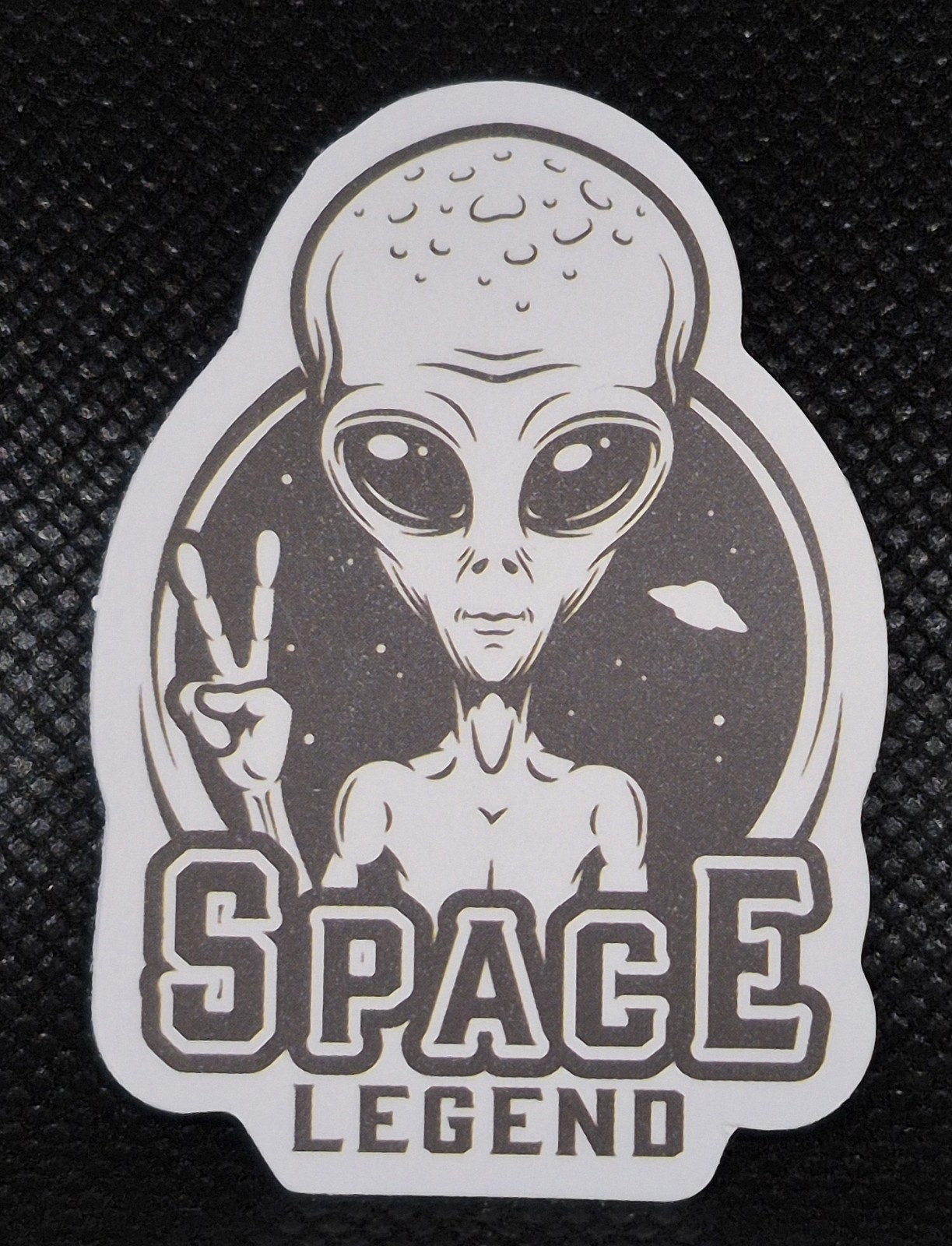 UFO UAP Alien Decal Sticker "Space Legend" Approximately 2.25"×1.5"