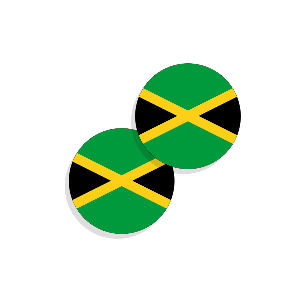 Jamaica Flag Stickers Flag Decals Vinyl Round Indoor Outdoor Circles 4 pack