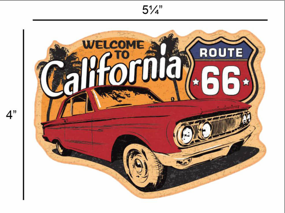 Route 66 Welcome to California – Postcard Sized Vinyl Sticker 5.25" x 4"