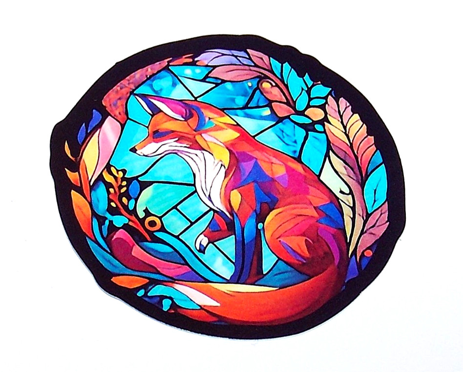 STAINED GLASS – Die Cut Sticker Decal Stained Glass Fox