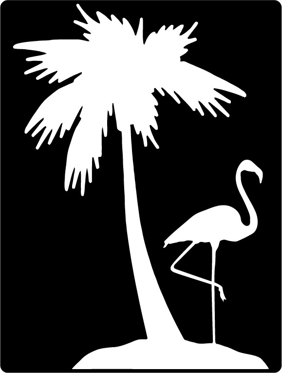 Flamingo And Palm Tree Die Cut Vinyl Decal Made in USA