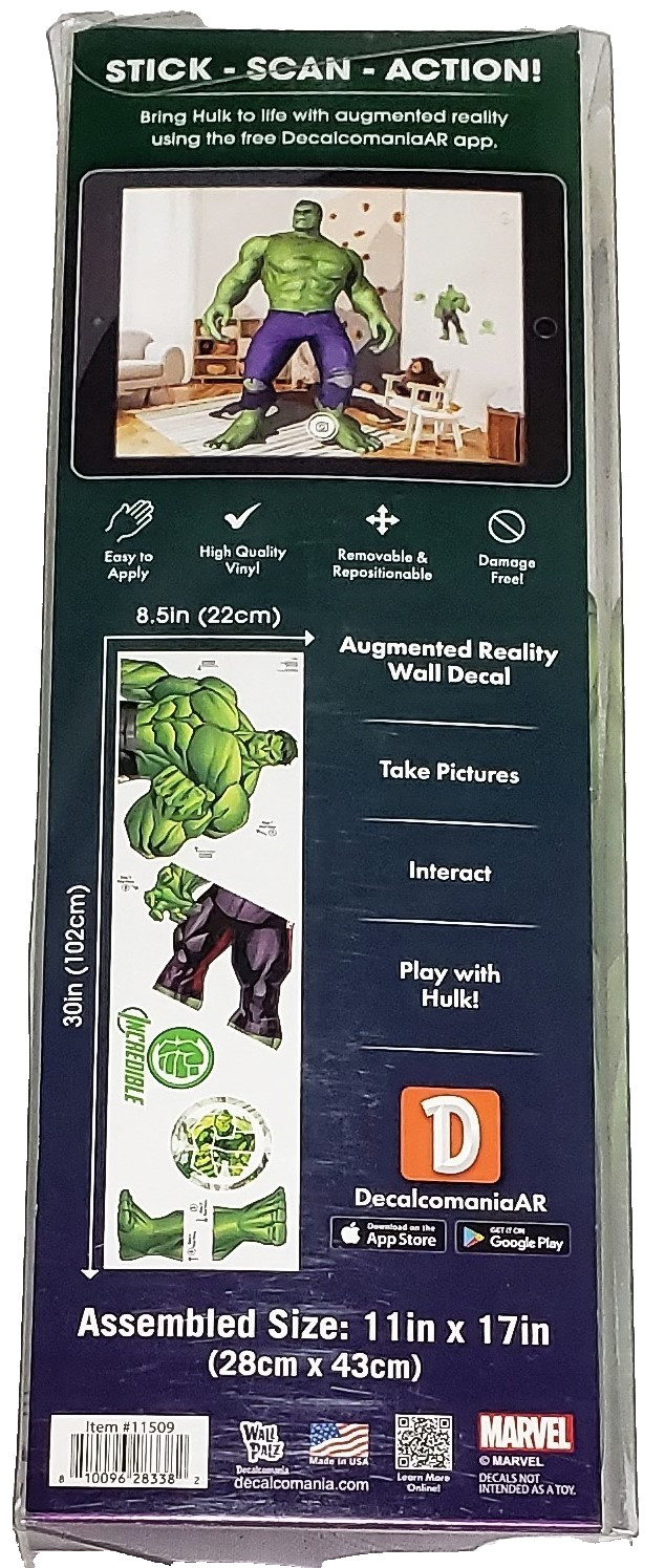 Marvel Incredible Hulk Wall Decal – w|Augmented Reality 11X17”